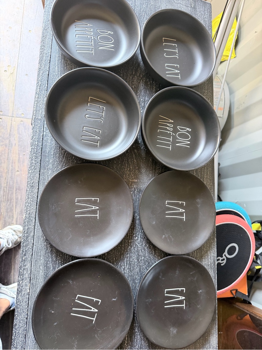 Rae Dunn black EAT' Stoneware Dinner Plate